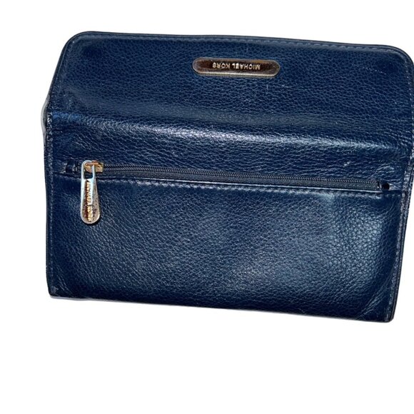 michael kors blue leather bifold checkbook wallet - Picture 2 of 6